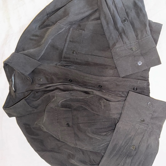 Zara Tops - Zara Charcoal Cropped Button-Up Shirt